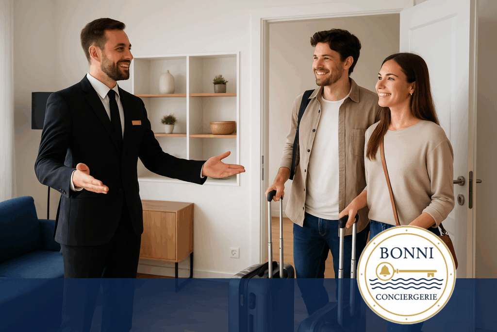 Conciergerie Bonni - Concierge accueillant des voyageurs dans un logement haut de gamme à Hyères